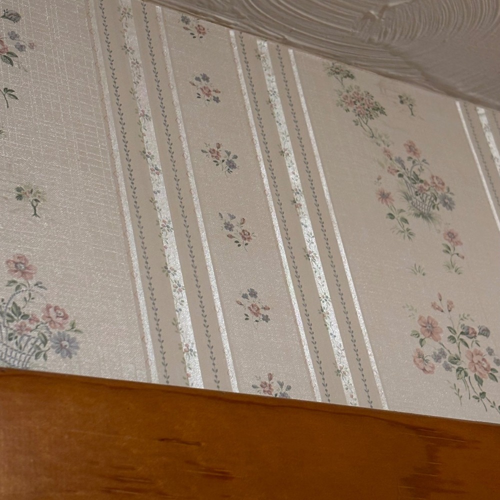 Collins & Aikman Floral Wallpaper Roll BM 311 Pink Cream Shabby Chic 56 Sq Ft